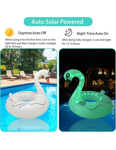 Flotador de piscina inflable SATXTREM Cisne 94 cm con luz LED solar