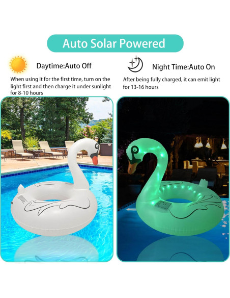 Flotador de piscina inflable SATXTREM Cisne 94 cm con luz LED solar