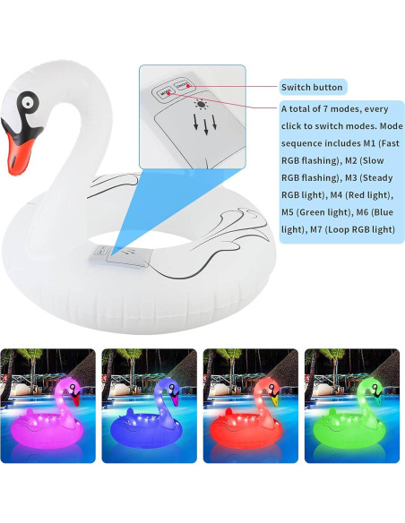 Flotador de piscina inflable SATXTREM Cisne 94 cm con luz LED solar