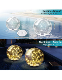 Luces Flotantes Solares LED Sunlisky 36.83cm 2 Pcs Cálido 2