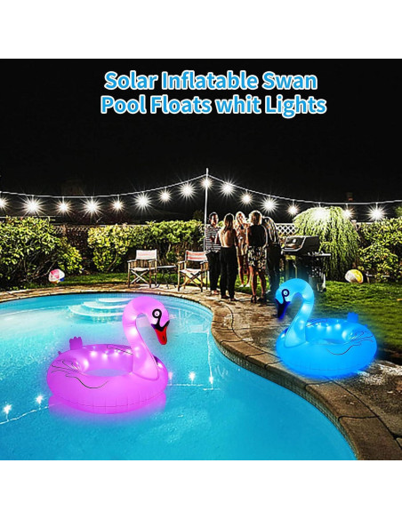 Flotador de piscina inflable SATXTREM Cisne 94 cm con luz LED solar