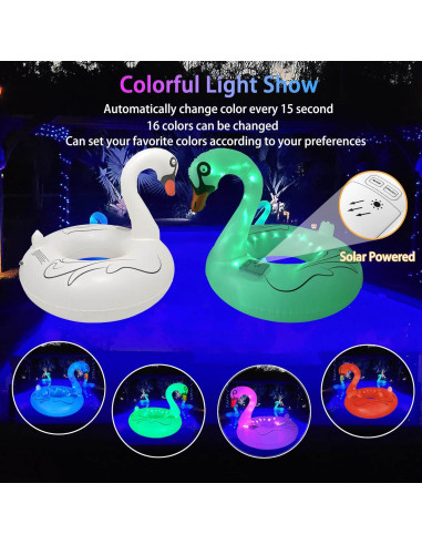 Flotador de piscina inflable SATXTREM Cisne 94 cm con luz LED solar