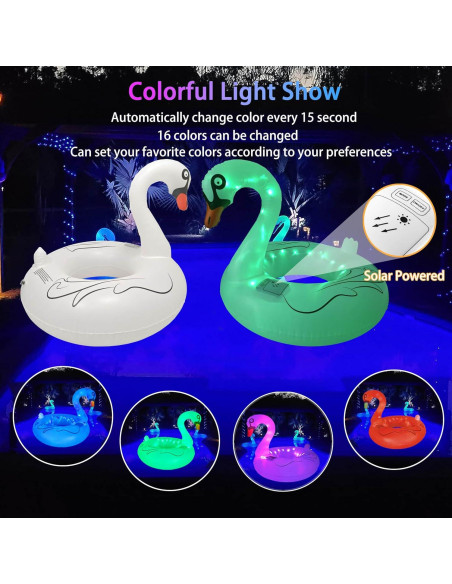 Flotador de piscina inflable SATXTREM Cisne 94 cm con luz LED solar