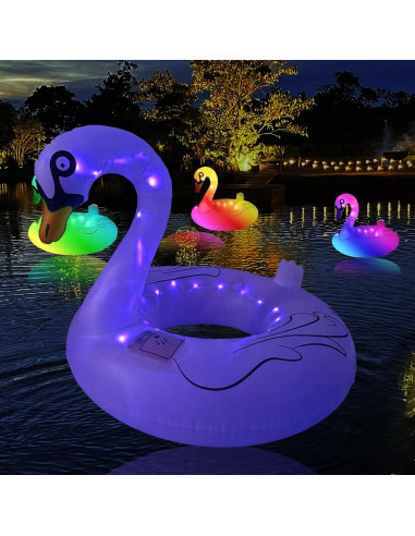 Flotador de piscina inflable SATXTREM Cisne 94 cm con luz LED solar