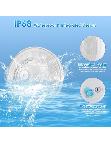 Luces de Piscina Flotantes QOLNBY IP68 Recargables 6 Modos