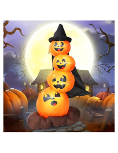 Inflable Halloween DearSun 1.83m 4 Calabazas con Sombrero