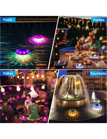 Luces de Piscina Flotantes QOLNBY IP68 Recargables 6 Modos