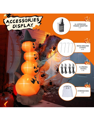 Inflable Halloween DearSun 1.83m 4 Calabazas con Sombrero