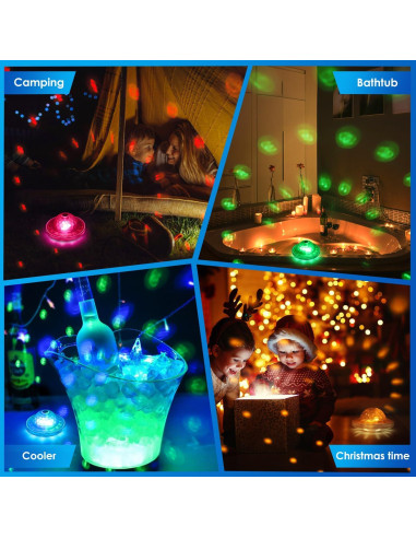 Luces de Piscina Flotantes QOLNBY IP68 Recargables 6 Modos