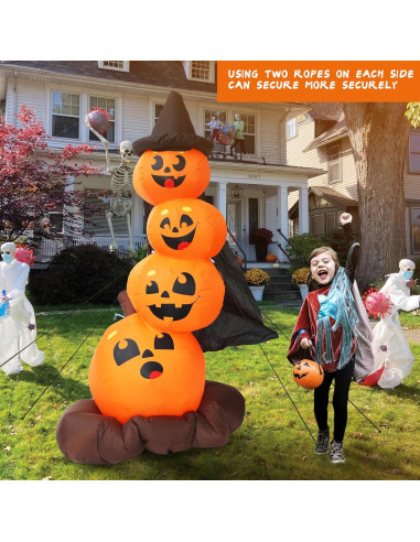 Inflable Halloween DearSun 1.83m 4 Calabazas con Sombrero