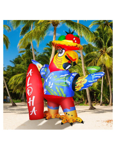 Decoración Inflable Loro 2m Leyndo con Luces LED Multicolor