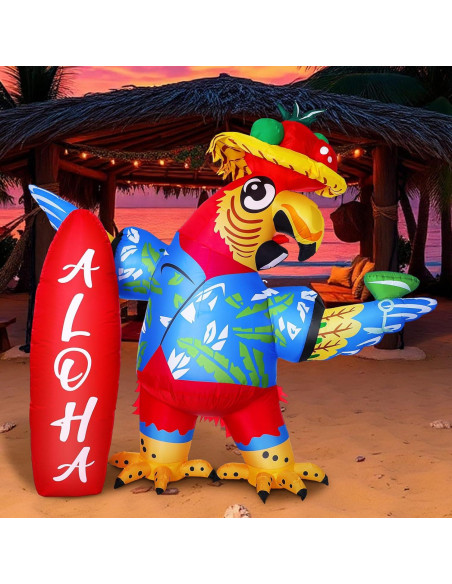Decoración Inflable Loro 2m Leyndo con Luces LED Multicolor
