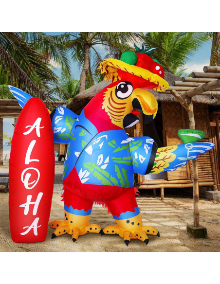 Decoración Inflable Loro 2m Leyndo con Luces LED Multicolor