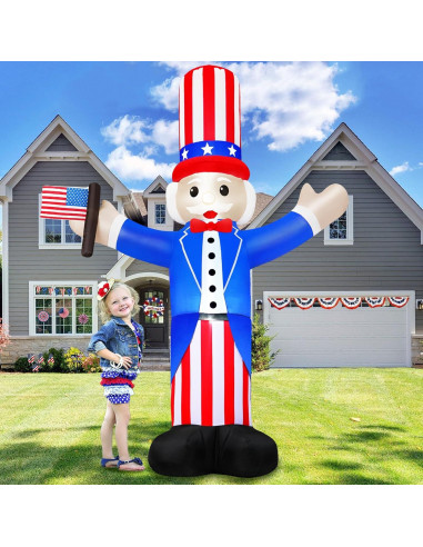 Inflable Tío Sam 6FT B&D con Luces LED - Decoración 4 de Julio