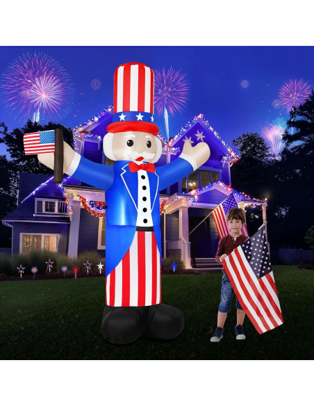 Inflable Tío Sam 6FT B&D con Luces LED - Decoración 4 de Julio Inflable Tío Sam 6FT B&D con Luces LED - Decoración 4 de Julio