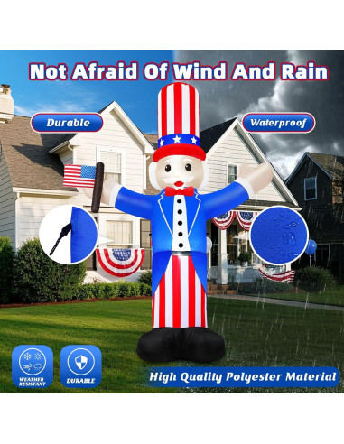 Inflable Tío Sam 6FT B&D con Luces LED - Decoración 4 de Julio