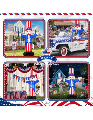 Inflable Tío Sam 6FT B&D con Luces LED - Decoración 4 de Julio