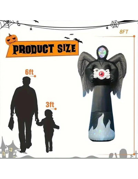 Molde Inflable Halloween 2.44m con Luces LED y Máscara RGB