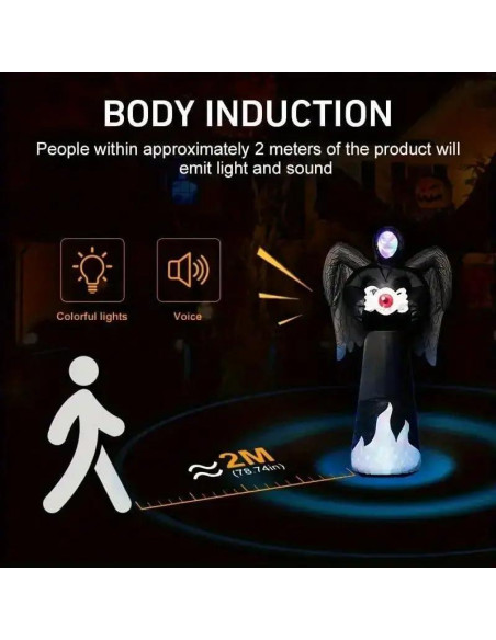 Molde Inflable Halloween 2.44m con Luces LED y Máscara RGB