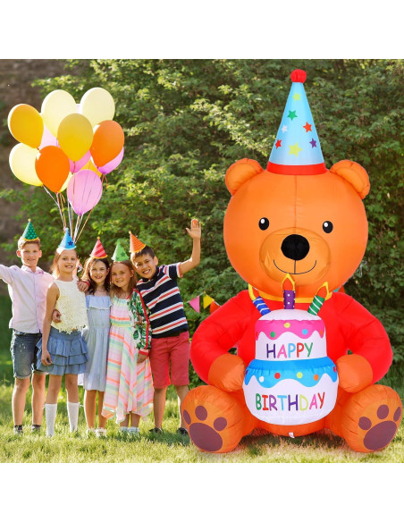 Oso Inflable de Cumpleaños 1.8m WinnerWhy con Luces LED