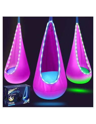 Columpio Pod Iluminado LFSMVT Rosa para Niños con Almohada