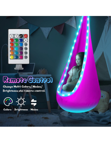 Columpio Pod Iluminado LFSMVT Rosa para Niños con Almohada