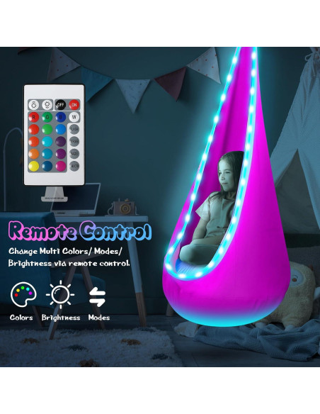 Columpio Pod Iluminado LFSMVT Rosa para Niños con Almohada