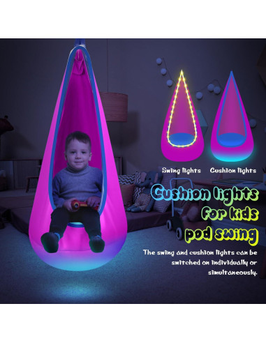 Columpio Pod Iluminado LFSMVT Rosa para Niños con Almohada