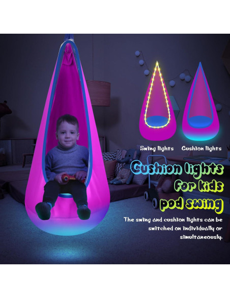 Columpio Pod Iluminado LFSMVT Rosa para Niños con Almohada