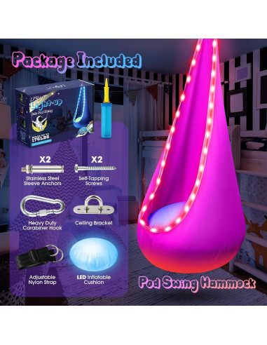 Columpio Pod Iluminado LFSMVT Rosa para Niños con Almohada
