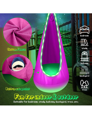 Columpio Pod Iluminado LFSMVT Rosa para Niños con Almohada