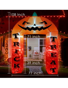Arco Inflable de Calabaza Halloween BLOWOUT FUN 274 cm LED 2