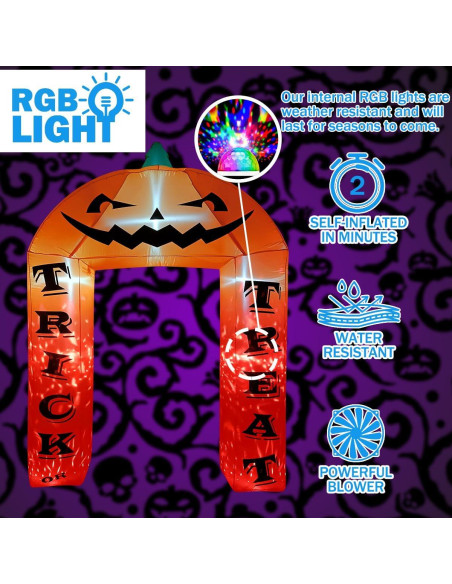 Arco Inflable de Calabaza Halloween BLOWOUT FUN 274 cm LED