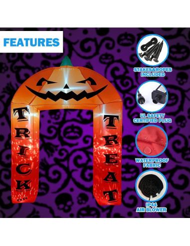Arco Inflable de Calabaza Halloween BLOWOUT FUN 274 cm LED