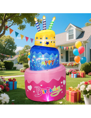 Pastel Inflable de Cumpleaños 6FT B&D con Luces LED