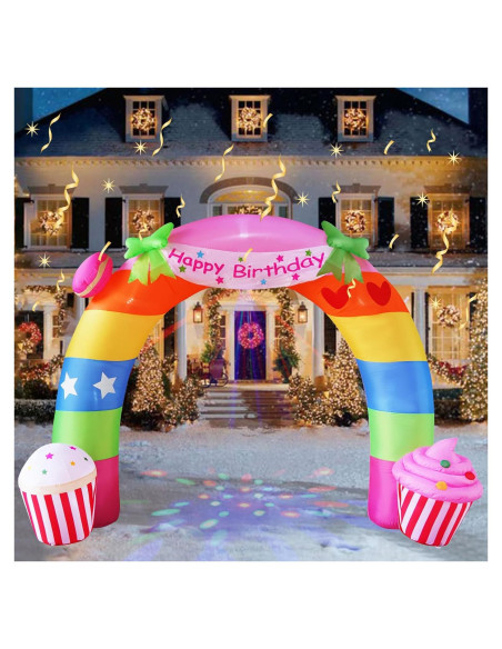 Arco Inflable de Cumpleaños Arcoíris 3.35m con LED SHDEJTG