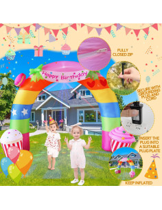 Arco Inflable de Cumpleaños Arcoíris 3.35m con LED SHDEJTG 2