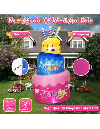 Pastel Inflable de Cumpleaños 6FT B&D con Luces LED