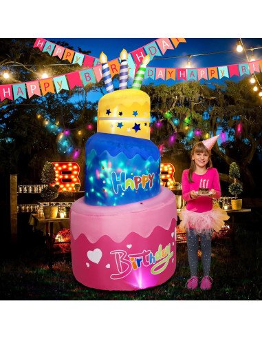 Pastel Inflable de Cumpleaños 6FT B&D con Luces LED