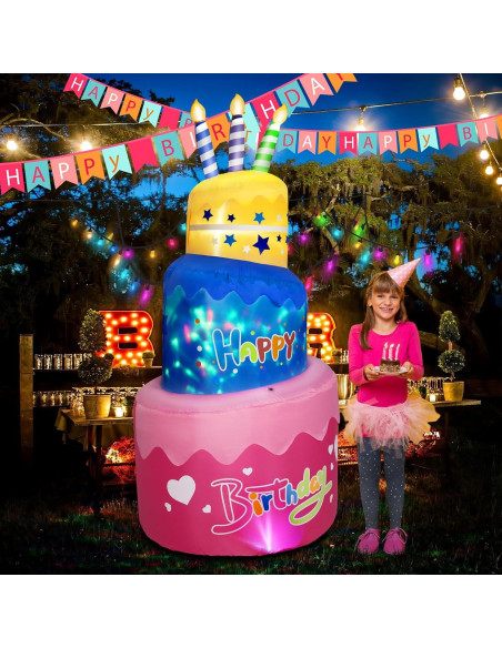 Pastel Inflable de Cumpleaños 6FT B&D con Luces LED