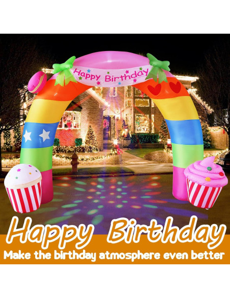 Arco Inflable de Cumpleaños Arcoíris 3.35m con LED SHDEJTG