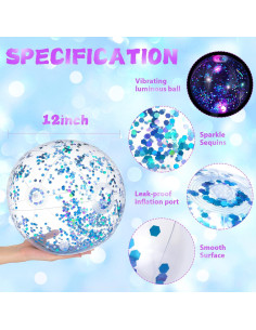 Pelotas de Playa Inflables LED HyDren 30.48 cm 4 Piezas Azul Claro 2