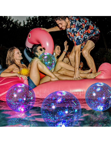 Pelotas de Playa Inflables LED HyDren 30.48 cm 4 Piezas Azul Claro