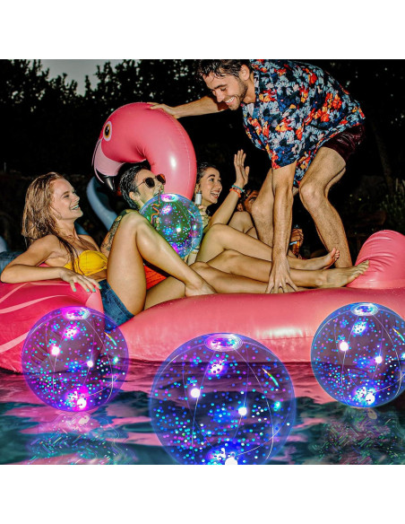 Pelotas de Playa Inflables LED HyDren 30.48 cm 4 Piezas Azul Claro