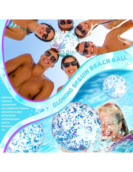 Pelotas de Playa Inflables LED HyDren 30.48 cm 4 Piezas Azul Claro