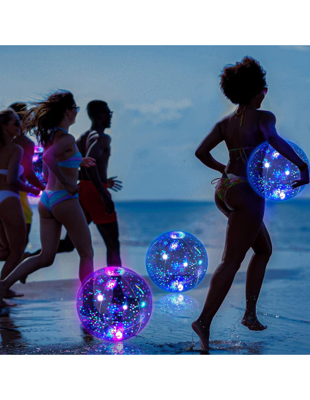 Pelotas de Playa Inflables LED HyDren 30.48 cm 4 Piezas Azul Claro