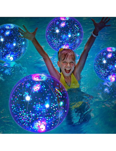 Pelotas de Playa Inflables LED HyDren 30.48 cm 4 Piezas Azul Claro