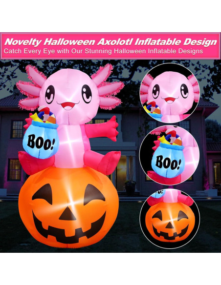 Decoración Inflable de Halloween Anroog Axolote 1.6m con LED