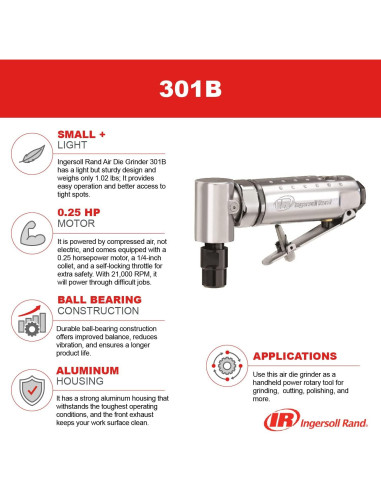 Amoladora de Aire Angular Ingersoll Rand 301BK 0.25 HP 21000 RPM