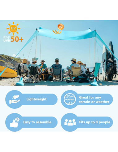 Tienda de Playa WILDPATH 3.05x3.05m UPF 50+ con 8 Sacos